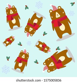Pattern of chriatmas bears and snowflakes