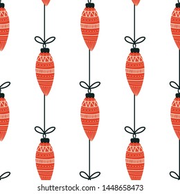 Pattern Christmas balls, New Year festive illustration. Design for wrapping paper, textile, vector  background fill.