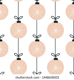 Pattern Christmas balls, New Year festive illustration. Design for wrapping paper, textile, vector  background fill.