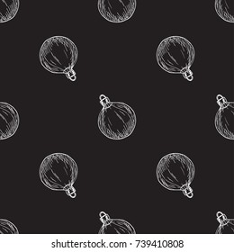 Pattern With Christmas Balls on a black background. Vector illustration