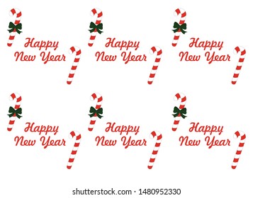 pattern of Christmas candies on a white background