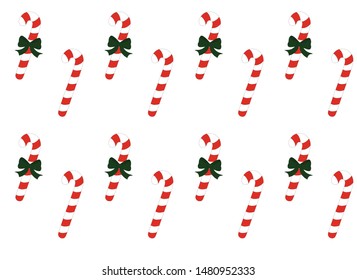 pattern of Christmas candies on a white background