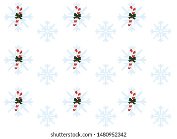 pattern of Christmas candies and snowflakes on a white background