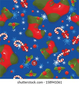 pattern with Christmas candy and boots