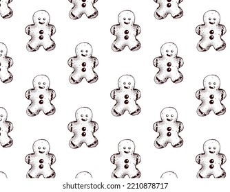 Patrón de cookies de Navidad dibujadas en vector