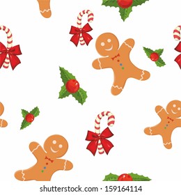 pattern with Christmas cookies on a white background