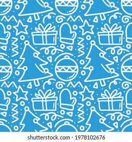 pattern of christmas day hand drawing with icons and design elements
