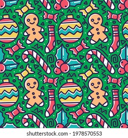pattern of christmas day hand drawing with icons and design elements
