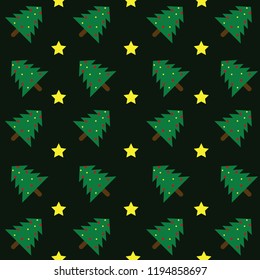 Pattern for christmas day. Christmas Trees with stars.