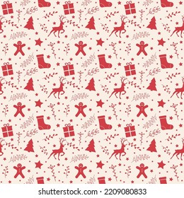 Patrón con decoraciones navideñas. Concepto de fondo de escritorio. Vector