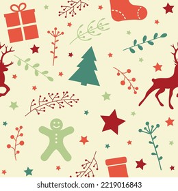 Muster mit Weihnachtsdekorationen. Bildschirmhintergrund Vektorgrafik