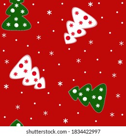 pattern christmas felt trees on red background