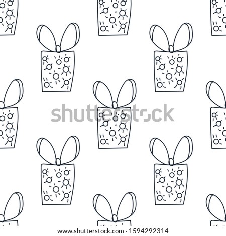 Pattern with christmas gift boxes. Beautiful present box on surface design. Wrapped beautiful scandinavian style gifts