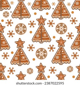 pattern christmas Gingerbread elements set