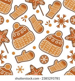 pattern christmas Gingerbread elements vector set 