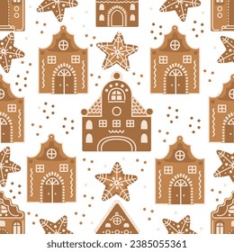 pattern christmas Gingerbread houses, elements set