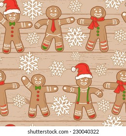 Pattern with Christmas gingerbread man