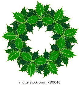 pattern of Christmas holly wreath without berry
