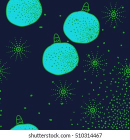 Pattern of Christmas  motifs, balls, snow, seamless.
