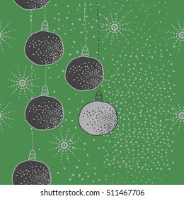 Pattern of Christmas  motifs, balls, snow, seamless.