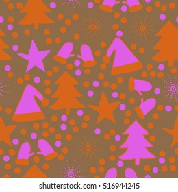 Pattern of Christmas  motifs, seamless.