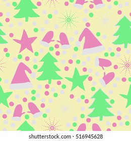 Pattern of Christmas  motifs, seamless.