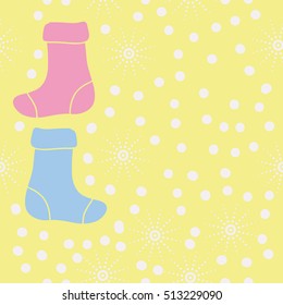Pattern of Christmas  motifs, socks, snow, seamless.