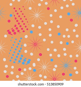 Pattern of Christmas  motifs, socks, snow,halftone, seamless.