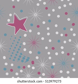 Pattern of Christmas  motifs, socks, snow,halftone, star, seamless. 