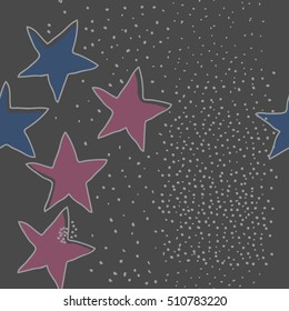 Pattern of Christmas  motifs, stars, snow, seamless.