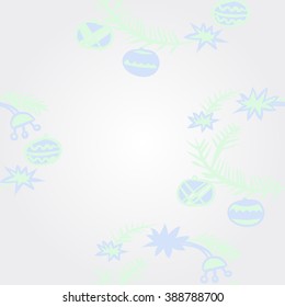 Pattern  of Christmas motif,wreath,spruce,floral, doodles, hole, spots,balls, stars, copy space. Hand drawn.