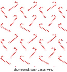 Pattern with Christmas peppermint candy cane with stripes. Simple classic christmas seamless pattern for background, wrapping paper, fabric, surface design.