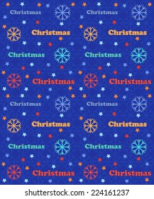 pattern christmas, snowflakes. snowflakes,stars and letter  on a blue background, vector