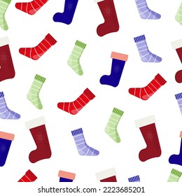 pattern of Christmas socks and felt boots