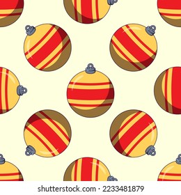 Pattern of Christmas tree decoration on light beige background 