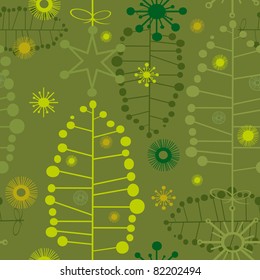 Pattern with christmas tree and design elements for xmas designs, individual objects in vector format .