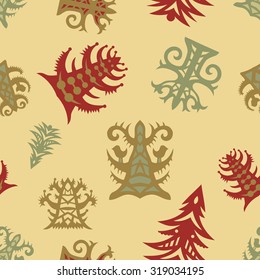 Pattern with Christmas tree. The pattern for the New Year. Christmas background.
