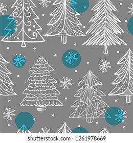 Pattern Christmas tree with snow, beautiful illustration wallpaper winter