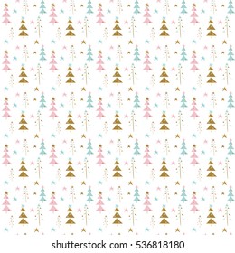 Pattern with christmas tree and star on an isolated background