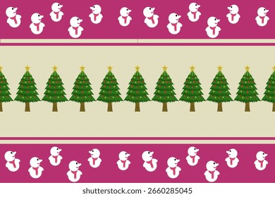 Padrão de árvores de Natal alternando com bonecos de neve
