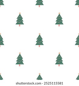 pattern with Christmas trees on a white background