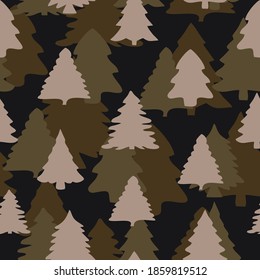 Patrón de árboles navideños sin costura patrón vectorial para imprimir ropa, tela. Impresión de Año Nuevo.