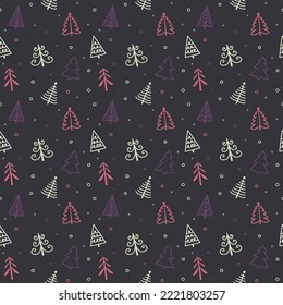 Pattern with Christmas trees. Wallpaper concept. Vector