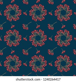 pattern Christmas wreath of pine needles with berries vector