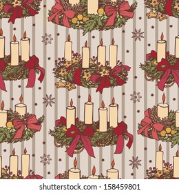 Pattern with Christmas wreaths