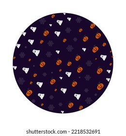 a pattern in a circle of cobwebs, pumpkin ghosts on a dark background