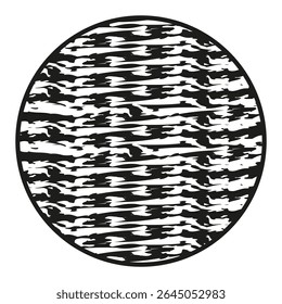 Pattern circle icon. Horizontal dash shape. Abstract texture vector. Black white element.