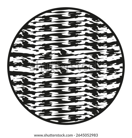 Pattern circle icon. Horizontal dash shape. Abstract texture vector. Black white element.
