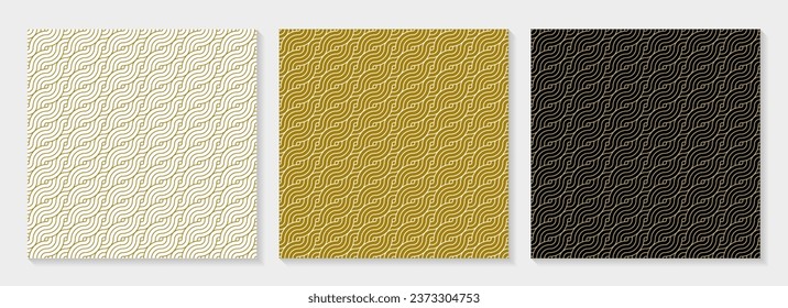Pattern circle seamless abstract background gold color and line. Luxury geometric line vector.