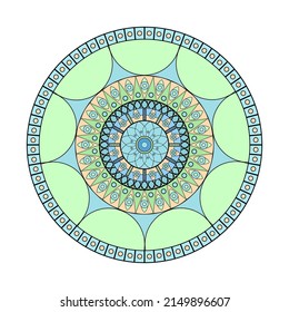 The pattern is in a circle. Simple ornament. Color ornament. geometric shapes